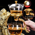 Load image into Gallery viewer, Creative Golden Cicada Shaped Magnetic Tea Pot - Semi Automatic Glass Teapot with Lazy Kungfu Drip Function - Suitable for Home/Office Reception Tea Set