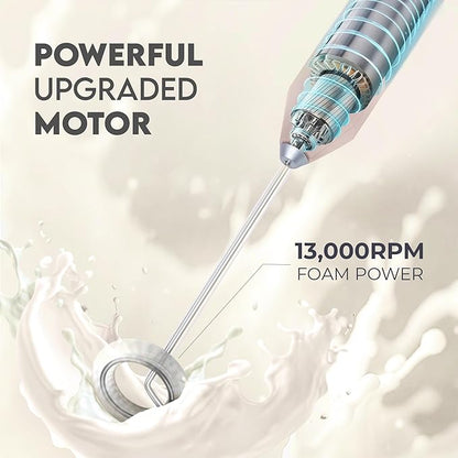 Zulay Kitchen Milk Frother Handheld with 2 Duracell AA Batteries – Electric Drink Mixer for Coffee, Lattes, Cappuccinos, Matcha & Hot Chocolate – Portable Foam Maker & Coffee Bar Accessory