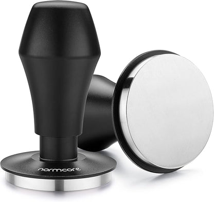 Normcore 58mm Coffee Tamper - V4 Spring-loaded Tamper with Stainless Steel Flat Base - 15lb / 25lb / 30lbs Replacement Springs - Anodized Aluminum Handle and Stand - Fits 58mm Standard Baskets
