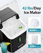 Load image into Gallery viewer, Aeitto Nugget Ice Maker Countertop, 42lbs/24H Ice Machine with 1.5L Water Tank, Rapid Ice Release in 6 Mins, Self-Cleaning Pebble Ice Maker with Basket and Scoop for Home Office RV and Party, Black