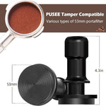 Load image into Gallery viewer, PUSEE 53mm Espresso Coffee Tamper,Premium Calibrated Espresso Tamper 30lb Coffee Tamper with Spring Loaded,Titanium Ripple Plating Base Ground Tamper for Barista Home Coffee Espresso Accessories