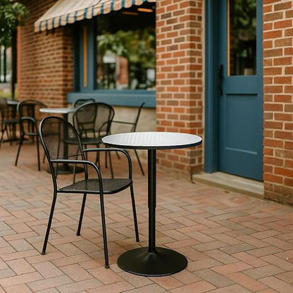 Magshion 23.5'' Round Bar Table, Adjustable Range 27.5"-36" Wood Pub Table with Black Leg and Base for Living Room Dining Room Bar Cocktail Table (Silver)