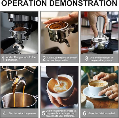 Calibrated Spring Loaded Coffee Tamper for Espresso Machine - Essential Espresso Tool for Perfect Tamping Results - Fits Portafilter Baskets(53mm, Silver)