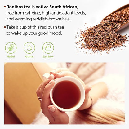 Soeos Organic Rooibos Tea, 200 Teabags (2 Packs), Naturally Caffeine Free, USDA and Non GMO Certify, Smooth and Robust Flavor, Excellent for Hot or Iced Brew, 18oz (500g)
