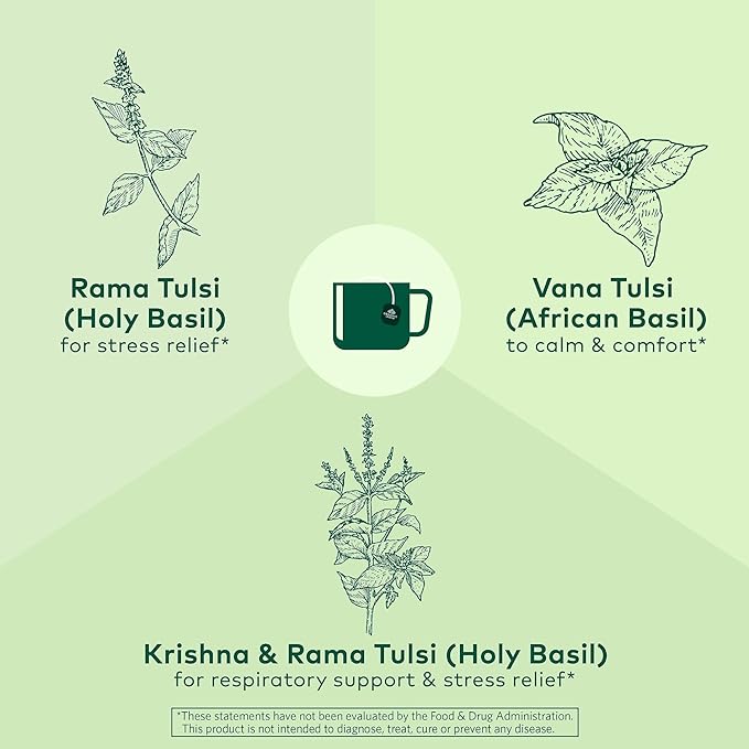 ORGANIC INDIA Tulsi Original Herbal Tea - Holy Basil and African Basil Calming and Stress Relief Tea, Immune Support, USDA Certified Organic, Non-GMO, Caffeine-Free - 18 Infusion Bags, 3 Pack