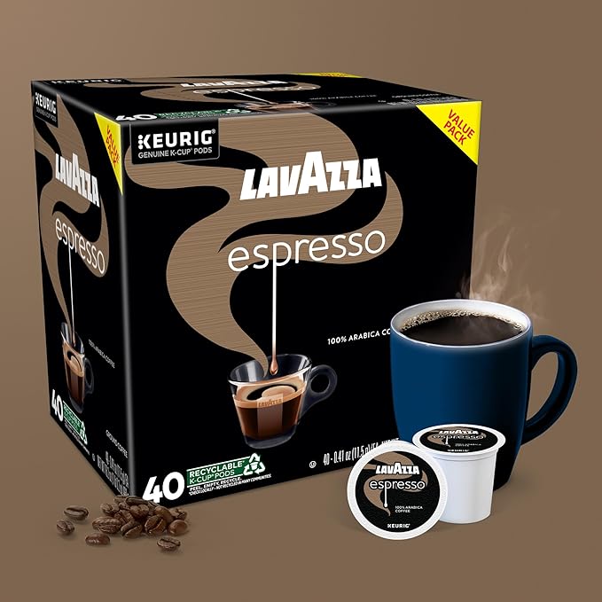 Lavazza Espresso, Single-Serve Keurig K-Cup Pods, Medium Roast Coffee, 40-Count Box