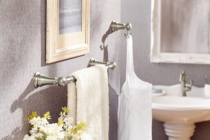 Moen YB8424BN Weymouth 24-Inch Single Towel Bar, Brushed Nickel