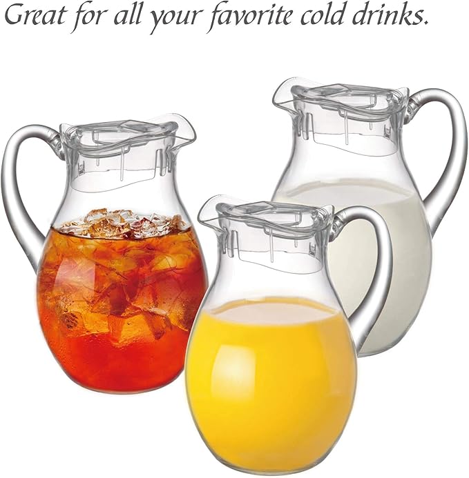 Amazing Abby - Bubbly - Plastic Pitcher (64 oz, 2 Quart), Clear Water Pitcher with Lid, Fridge Jug, BPA-Free, Shatter-Proof, Great for Iced Tea, Sangria, Lemonade, Juice, Milk, and More