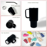 Load image into Gallery viewer, Cute Shot Glasses with handle 2oz, Mini Shot Tumbler with Lid and Straw, Kawaii Insulated Tumblers for Espresso Coffee Spirits Cute Stuff Funny Gifts (6x Black)