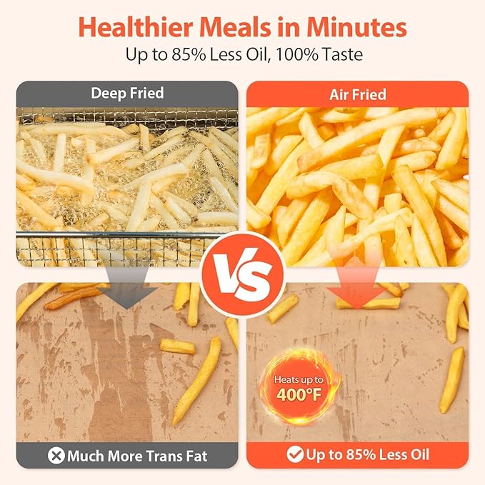 Beelicious 5.8QT Large Air Fryer, 12-in-1 Digital Airfryer with Clear Window, 40+ Recipes, Flavor-Lock Tech, Shake Reminder, Compact, Quiet, Dishwasher Safe, Nonstick, Fit for Family of 2-5, Black