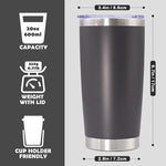 Load image into Gallery viewer, 20oz Tumbler Stainless Steel Tumbler Cup with Lid Vacuum Insulated Double Wall Travel Mug, Durable Powder Coated Travel Coffee Tumbler Mug for Hot &amp; Cold Drinks, Grey,1 Pack