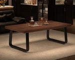 Load image into Gallery viewer, HSH Rustic Walnut Coffee Table, Modern Center Table, Rectangle Industrial Living Room Coffee Table, Simple Farmhouse Wood and Metal Tea Table for Home Bedroom Office, Walnut, 47 in