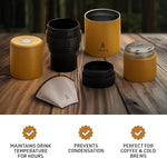 Load image into Gallery viewer, Nest Pour Over Coffee Kit | Coffee Maker for Camping | All-In-One Travel Pour Over | Transportable Dripper, Two 10oz Stainless Steel Travel Mugs | Compact Storage &amp; Adventure Ready | Sahara