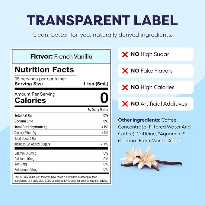 Coffee Concentrate - Cold Brew Coffee, Perfect for Hot or Iced Instant Coffees, Hot Drinks, Cold Brew Concentrate, 35 Servings - French Vanilla