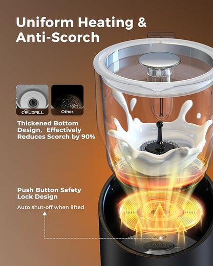 Milk Frother and Steamer, 8-in-1 Electric Milk Frother for Coffee, 13.5oz/400mL Large Capacity Automatic Warm and Cold Foam Maker, Hot Chocolate Maker Coffee Frother, Black