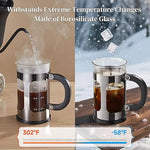 Load image into Gallery viewer, Veken French Press Coffee Maker 21oz 0.6 L, Heat Resistant Thickened Borosilicate Glass,Stainless Steel Brewer,Single Serve Small Pot, Cold Brew Cafetera Teapot for Kitchen Travel Camping, Dark Pewter