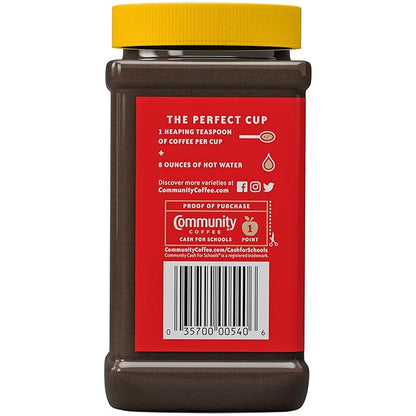 Community Coffee Coffee and Chicory Instant Coffee, Medium Dark Roast, 7 oz Jar (Pack of 12)