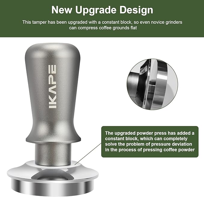 IKAPE 53mm Espresso Tamper, Premium Barista Coffee Tamper with Calibrated Spring Loaded, 100% Flat Stainless Steel Base Tamper Fits for Breville Series 54mm Portafilter Basket