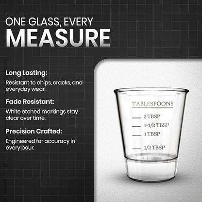 Rattleware Premium 1.5 oz Graduated Shot Glass – Heavyweight Glass with Oz, ml, tsp, tbsp Markings – Stylish & Durable for Home Bars, Coffee, Espresso Shots, Cocktails & Gatherings