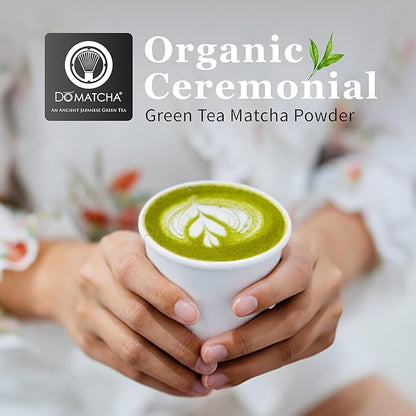 DoMatcha - Organic Ceremonial Green Tea Matcha Powder, Natural Source of Antioxidants, Caffeine, and L-Theanine, Promotes Focus and Relaxation, Kosher, 75 Servings (2.82 oz)