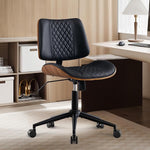 Load image into Gallery viewer, BV Small Desk Chair, Mid Century Office Chair with Bentwood Back, Armless Task Swivel Chair with Wheels, Mid Back No Arms, Faux Leather Office Chairs for Small Space, Black