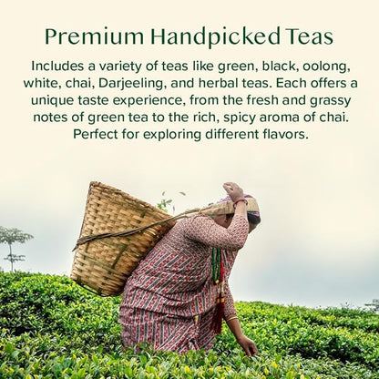VAHDAM, World Top 20 Tea Sampler - Black, Green, Chai, Herbal & More | Assorted Loose Leaf Gift Set Variety Pack | Tea Gift Ideas for Women & Men