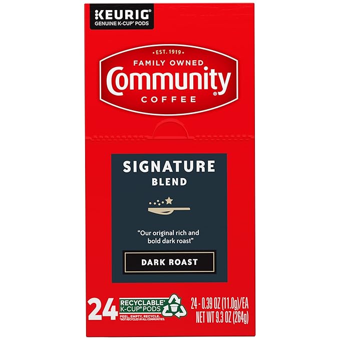 Community Coffee Signature Blend 96 Count Coffee Pods, Dark Roast, Compatible with Keurig 2.0 K-cup Brewers(Pack of 4,24 Count Total)