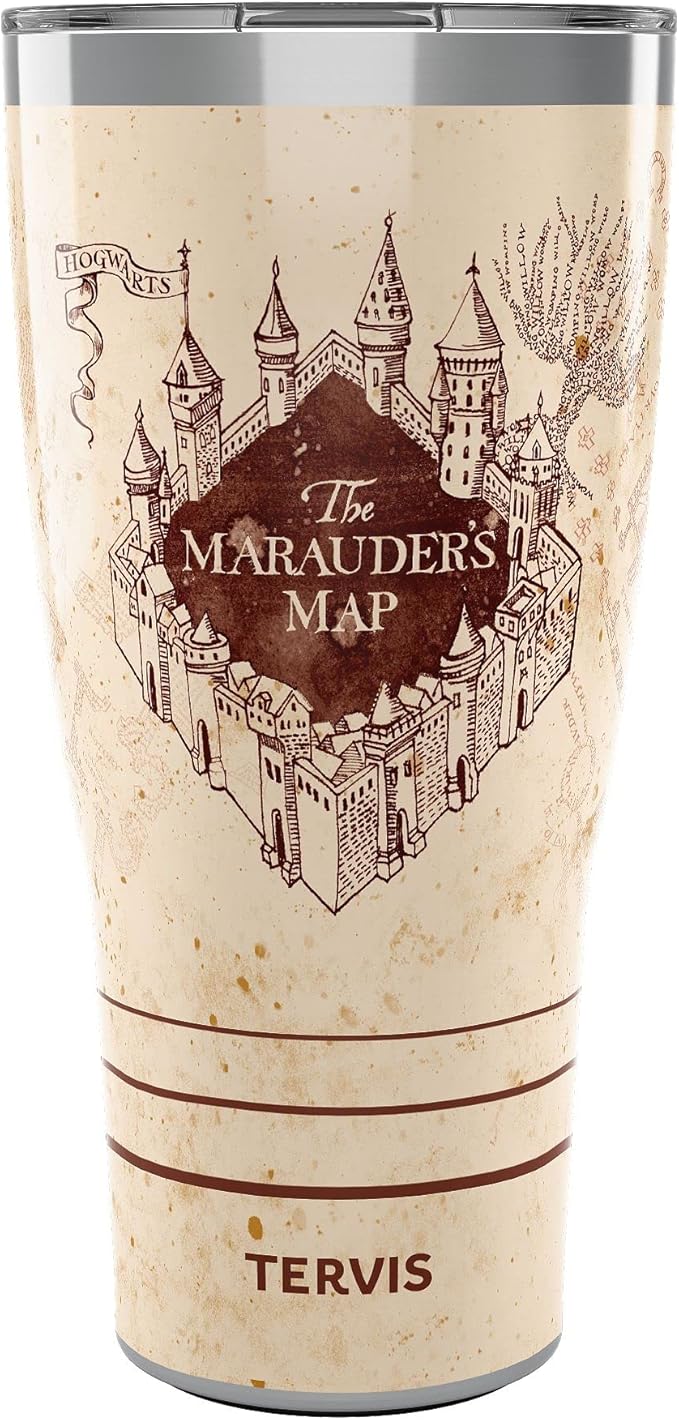 Tervis Traveler Harry Potter The Marauder's Map Triple Insulated Insulated Tumbler Travel Cup Keeps Drinks Cold & Hot, 30oz, Stainless Steel