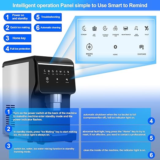 Nugget Ice Makers Countertop Soft Chewable Pellet Ice Machine with Auto-Cleaning Function, Ice/Water/Ice-Water Mix Mode, 62Lbs/24H Portable Countertop Ice Makers for Home Party RV Camping