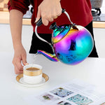 Load image into Gallery viewer, Whistling Tea Kettle for Stovetop Induction Stainless Steel Tea pot Whistle Kettles Gas Stove Top Fast Boiling Water Modern Rainbow Iridescent Color Mirror Finish 2 Quart
