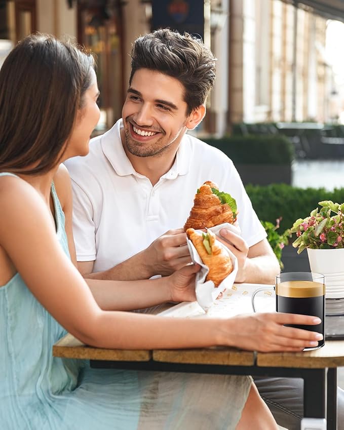 LUXU Glass Coffee Mugs 16 oz,Set of 4 Large Glass Coffee Cups Clear Tea Cups,Iced Coffee Glasses,Lead-Free Drinking Glasses for Water,Cappuccino,Latte,Cereal,Yogurt,Milk-Flat Bottomed Design