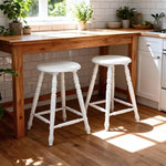Load image into Gallery viewer, chairus 24" White Backless Counter Height Bar Stools Set of 4, Farmhouse Wooden Counter Stools with Round Seat &amp; Turned Legs, Rustic Vintage Colonial Short Bar Chairs for Kitchen Island