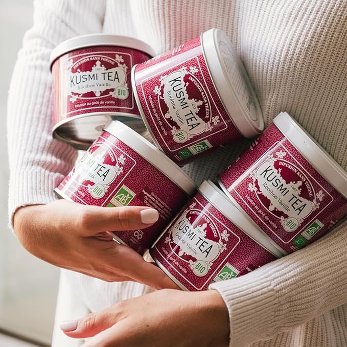 Kusmi Tea - Vanilla Rooibos - Organic Flavored Rooibos Tea - Rooibos based Herbal Tea with Vanilla Flavor - Caffeine Free - Enjoy Hot or Iced - Loose Leaf Tea - Tin Box of 3.5 oz for about 50 cups