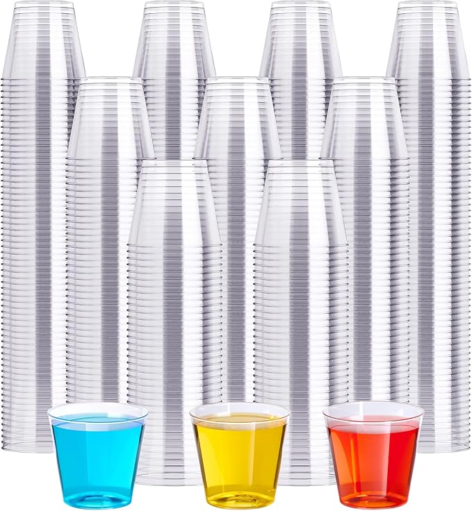 1 OZ 1000 Pack Plastic Shot Glasses, Disposable Cups, 1 Ounce Tasting Cups Party Cups Perfect for Whiskey, Wine Tasting, Food Samples, and Parties