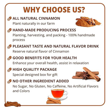 VIDA FARM 125 Cinnamon Tea Bags, 100% Natural Herbal Cinnamon Tea Bags, No Additives, No Caffeine, No Sugar