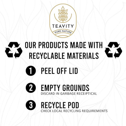 Organic Rooibos Tea Pods for Keurig with Lemon, Mint, Licorice - Unsweetened Decaf Tea for K Cup Brewing - Cold Be Gone by Teavity (12 Tea Pods)