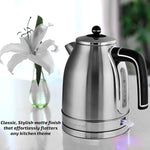 Load image into Gallery viewer, OVENTE 1.7L Electric Kettle, 1500W Fast Boiling Water Heater for Coffee or Tea with Stainless Steel BPA-Free and Cordless Body, Auto Shut-Off, Boil-Dry Protection and Removable Filter, Silver KS777S