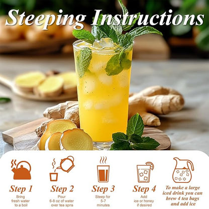 WT WEETEE Turmeric Ginger Green Tea Bags, 100 Count Made Turmeric, Ginger Root, Cinnamon and Honey Flavoring, Natural Caffeinated Spice Tea