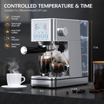 Load image into Gallery viewer, Espresso Machine, 20Bar Compact Stainless Espresso Maker, With Milk Frother Steam Wand, 57.5OZ Water Tank, Displays Making Time &amp; Water Temperature, Cold Brew, Silver (2025 updated model)