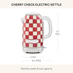 Load image into Gallery viewer, MACKENZIE-CHILDS Electric Kettle, Stainless-Steel Tea Kettle, Red-and-White Cherry Check