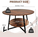 Load image into Gallery viewer, 2-Tier Circle Coffee Table with Storage Modern Circular Coffee Table 28.35in Wood Rustic Table for Living Room, Small Space, Home Office, Easy Assembly (Rustic Brown)