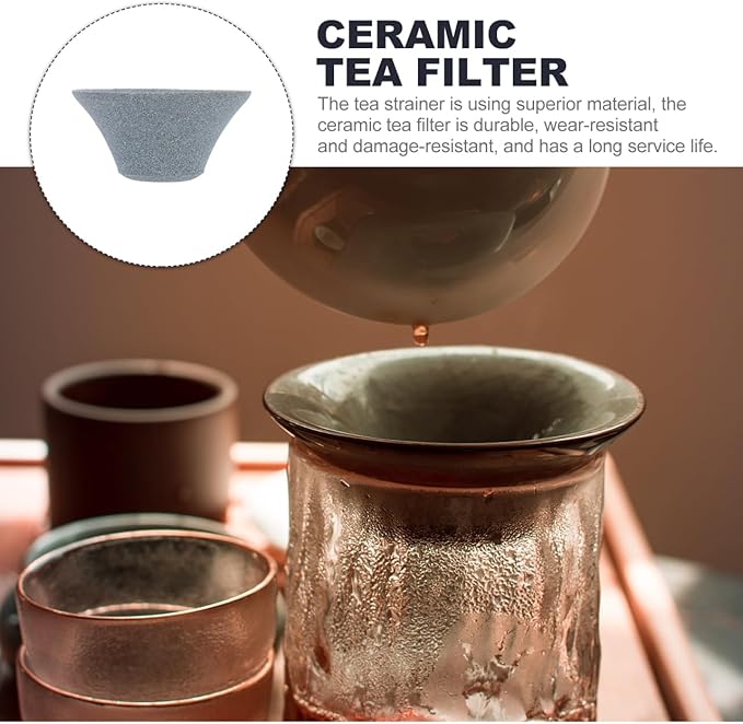 2Pcs Japanese Coffee Filters Ceramic Coffee Dripper Reusable Dripper Paperless Tea Strainer Light Grey, 4.52x4.52x2.36inch
