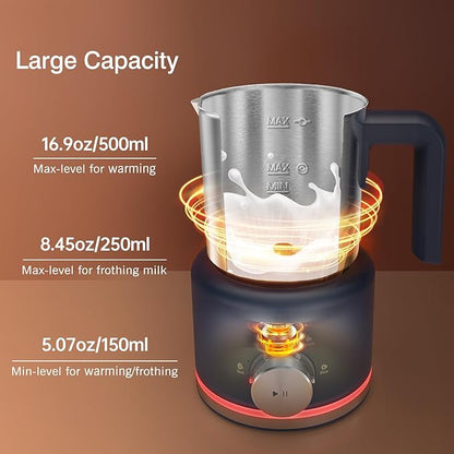 SIMPLETASTE Milk Frother, 4 in 1 Electric Milk Steamer, 16.91oz/500ml Automatic Warm and Cold Foam Frother for Coffee, Latte, Macchiato, Cappuccino, Hot Chocolate