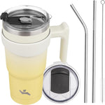 Load image into Gallery viewer, 20 oz Tumbler with Handle and 2 Straw 2 Lid, Insulated Water Bottle Stainless Steel Vacuum Cup Reusable Travel Mug,Lemon