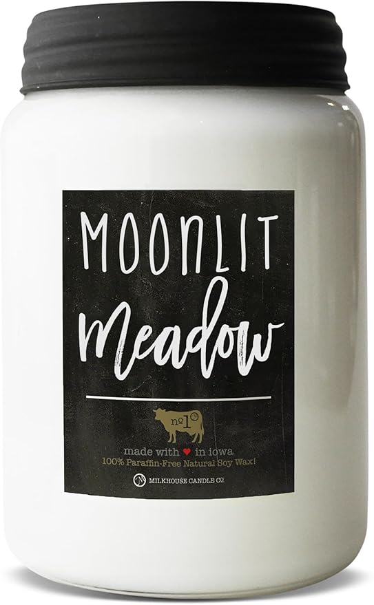 Milkhouse Candle Company, Moonlit Meadow, Farmhouse Collection, Scented Soy Candle, Mason Jar Candle, 26 Ounce