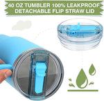 Load image into Gallery viewer, Sursip 40 oz Tumbler with Handle and Flip Straw, 100% Leakproof Lid Insulated Cup Stainless Steel Water Bottle for Cold Drinks Travel Mug, BPA-Free, Dishwasher Safe