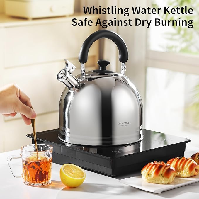Whistling Tea Kettle, 3.17 Quart/3L Stainless Steel Tea Pot, Stove Top Tea Kettle，Induction Teakettle with Anti-Heat Handle (Mirror Polish)