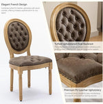 Load image into Gallery viewer, French Country Dining Chairs Set of 8, Vintage Wooden Dining Chairs with PU Leather Upholstered Tufted Seat,Solid Wood Legs&amp;Frame, Farmhouse Kitchen&amp;Living Room Chairs(Brown,8 Pcs)