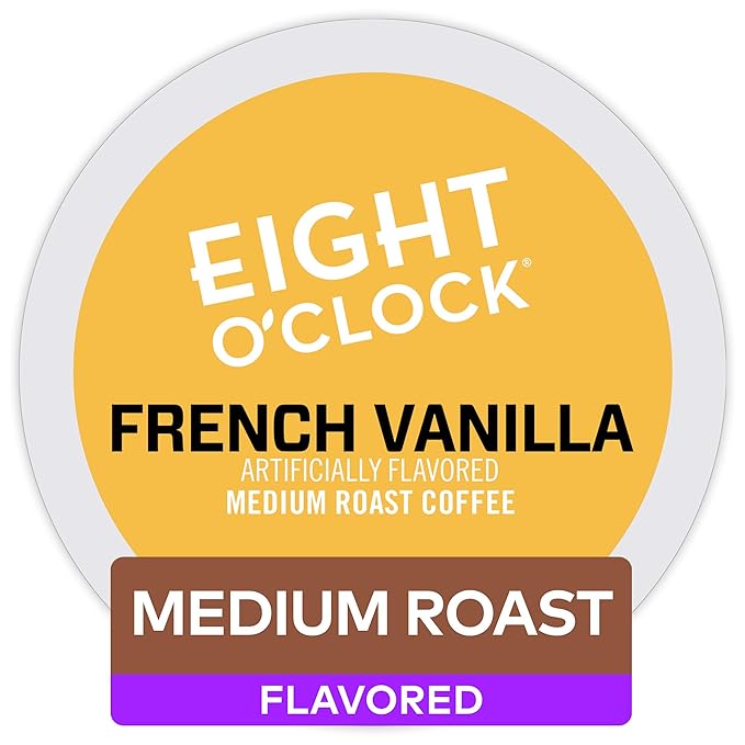 Eight O'Clock Coffee French Vanilla, Single-Serve Keurig K-Cup Pods, Flavored Light Roast Coffee, 48 Count