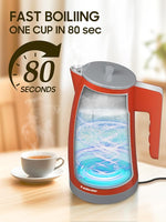 Load image into Gallery viewer, Temperature Control Electric Kettle, 5 Temp Presets, 2H Keep Warm, 1.25L 1200W Fast Boil with LED Display, Cool-Touch Design with Auto Shut-Off, Cordless Design (Orange)